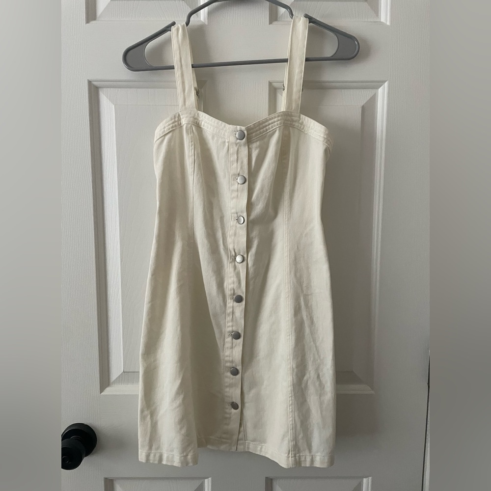 White Denim Button-up Dress